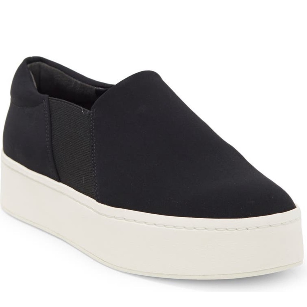 Vince Women's Black Slip-On Sneakers with White Sole